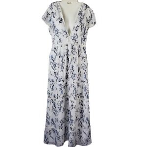 Lucca Blue White Floral Maxi Dress Size M Boho Cottagecore Romantic Coastal